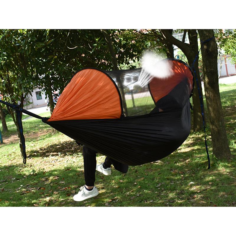 Cắm Trại Lớn Võng Với Đèn Bắt Muỗi 2 Người Bật Nhảy Dù Treo Nhẹ Võng Cây Dây Xích Đu Võng