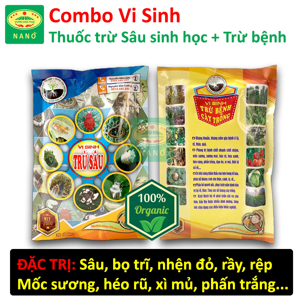 VƯỜN SINH THÁI - Combo vi sinh Thuốc Trừ Sâu Sinh Học và Trừ Nấm Bệnh cây trồng - Với hàng tỷ lợi khuẩn đối kháng - Sản phẩm Sạch - 100% Tự Nhiên