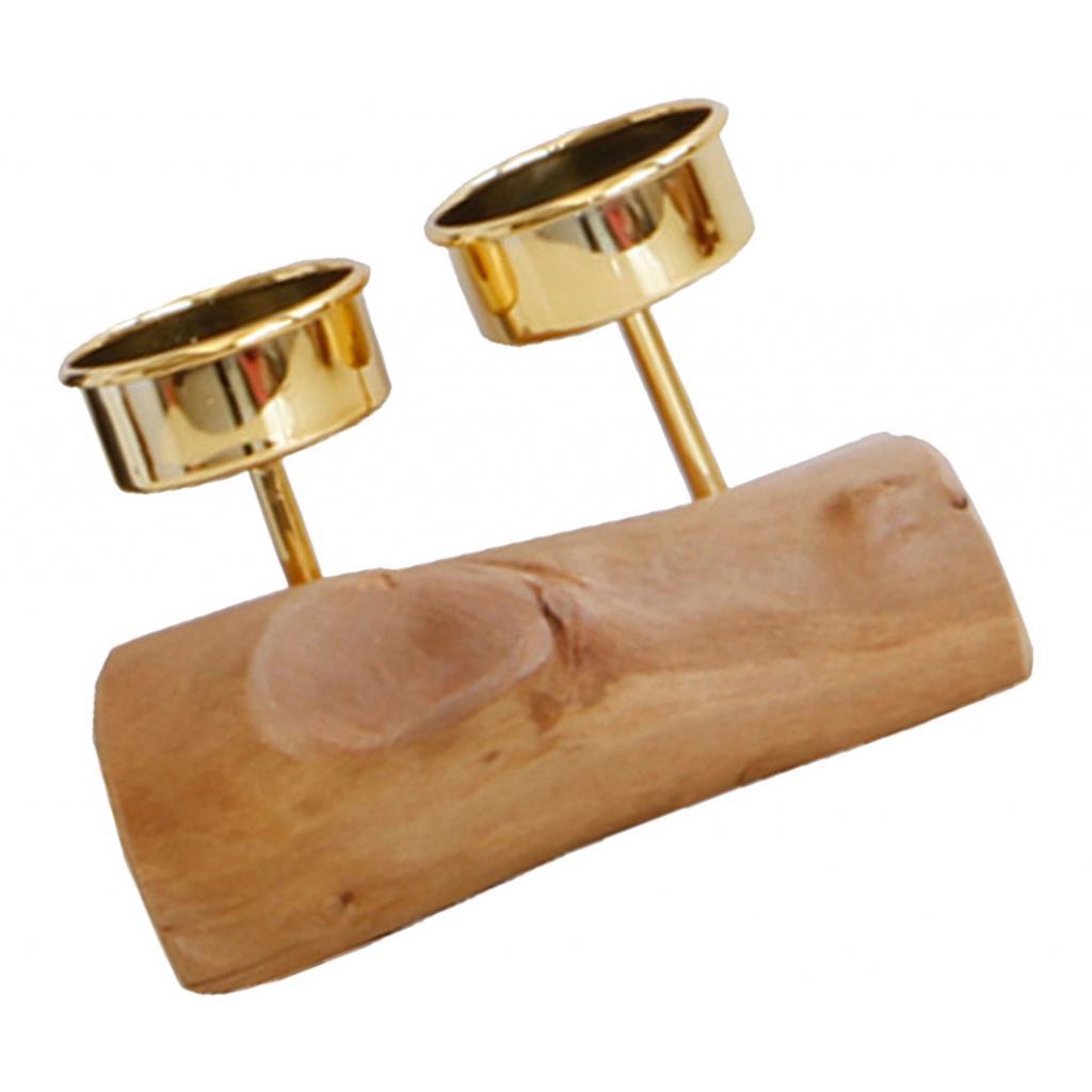 Wooden Base Candle Holder Candlestick Tealight Home Office Desktop Decor
