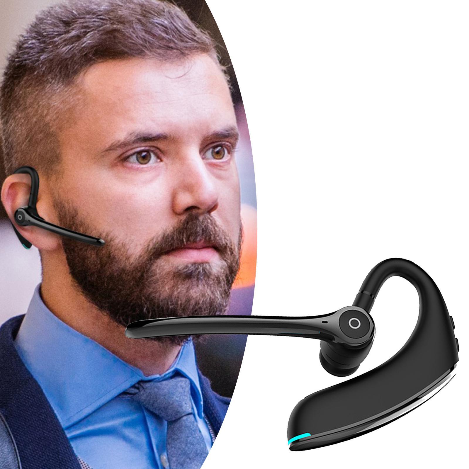 Bluetooth Single Ear Headset Active Noice Reduction Wireless Waterproof Earpiece with Mic Laptops for Workout Trucker Driving Call