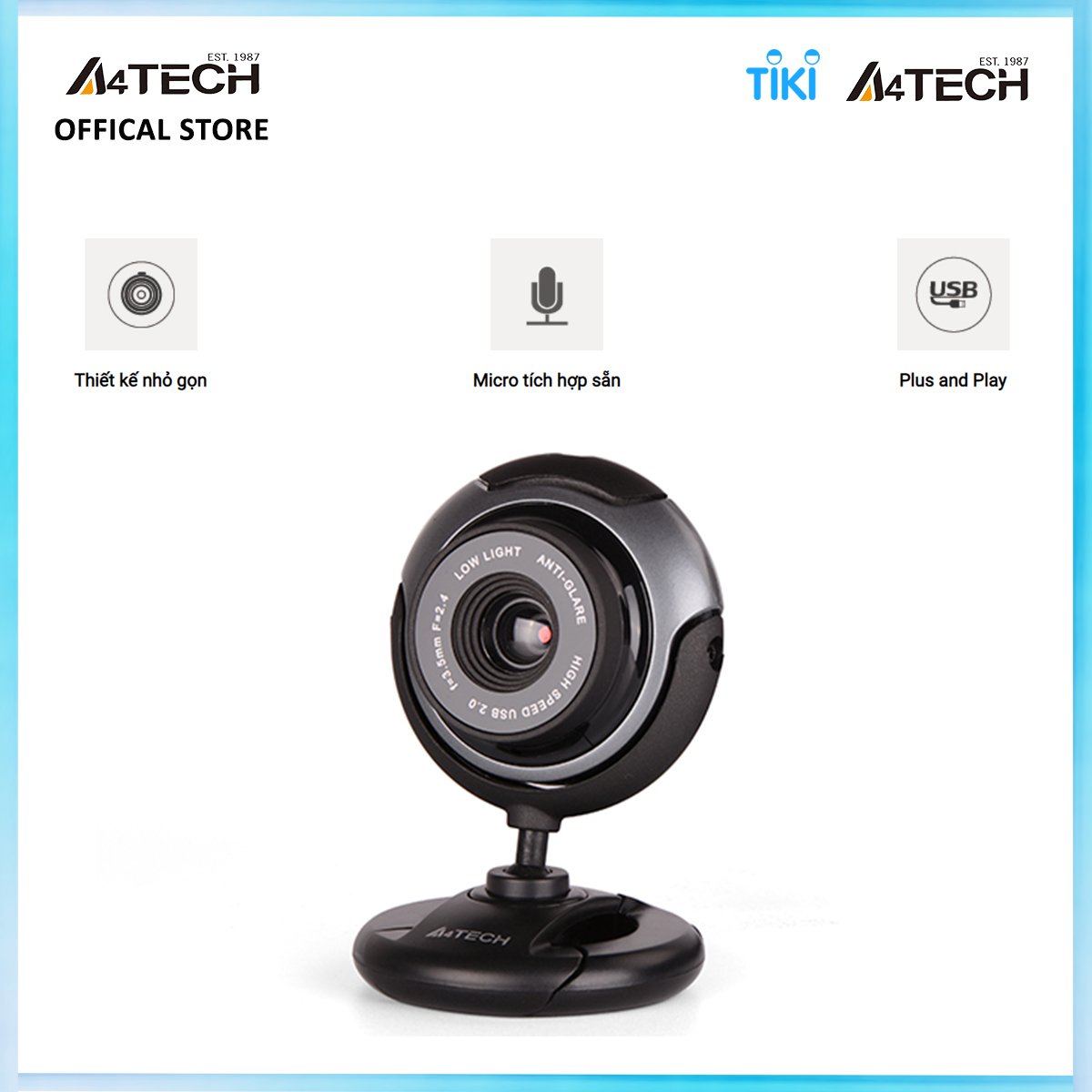 Thiết bị ghi hình webcam PK-710G A4Tech tích hợp micro - Hàng chính hãng