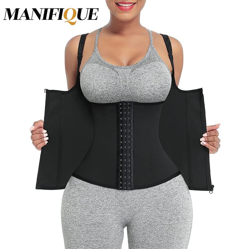 MAGNIFICA S-3XL Nữ Eo Huấn Luyện Đẩy Lên Áo Bụng Vòng Eo Giảm Béo Béo Giảm Béo Dây Chéo Dây Kéo Áo định hình Color: Black Size: 3XL