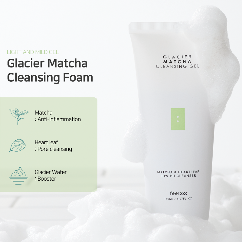 Set Chăm Sóc Da Mụn Feelxo Sữa Rửa Mặt Cleansing Foam, Matcha Cleansing Gel, Glacier Centella Serum