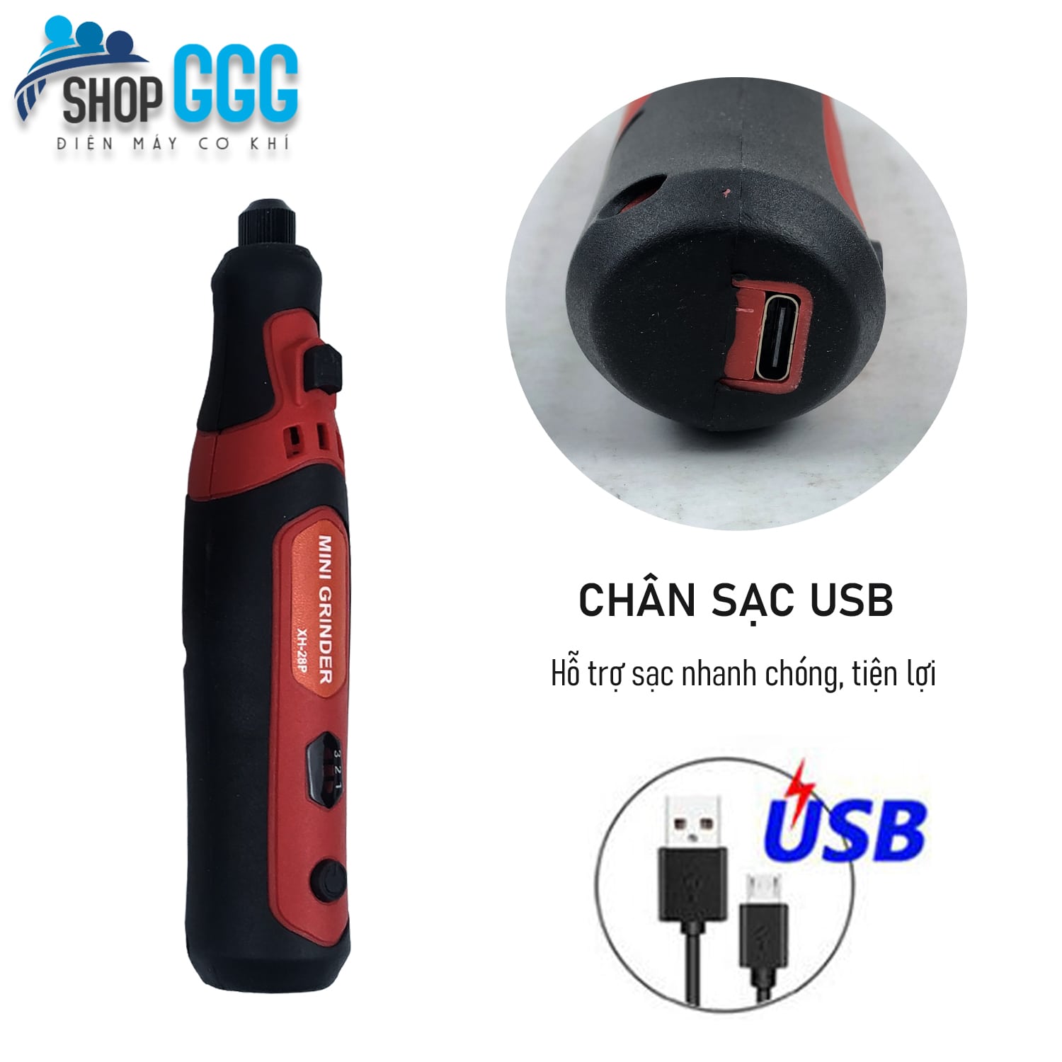 Máy mài khuôn, mài đánh bóng mini - 3 chế độ, sạc pin| Bộ 28 chi tiết | Cắt, khắc, phay, mài, vẽ, cắt tỉa, đánh bóng, tháo và khoan