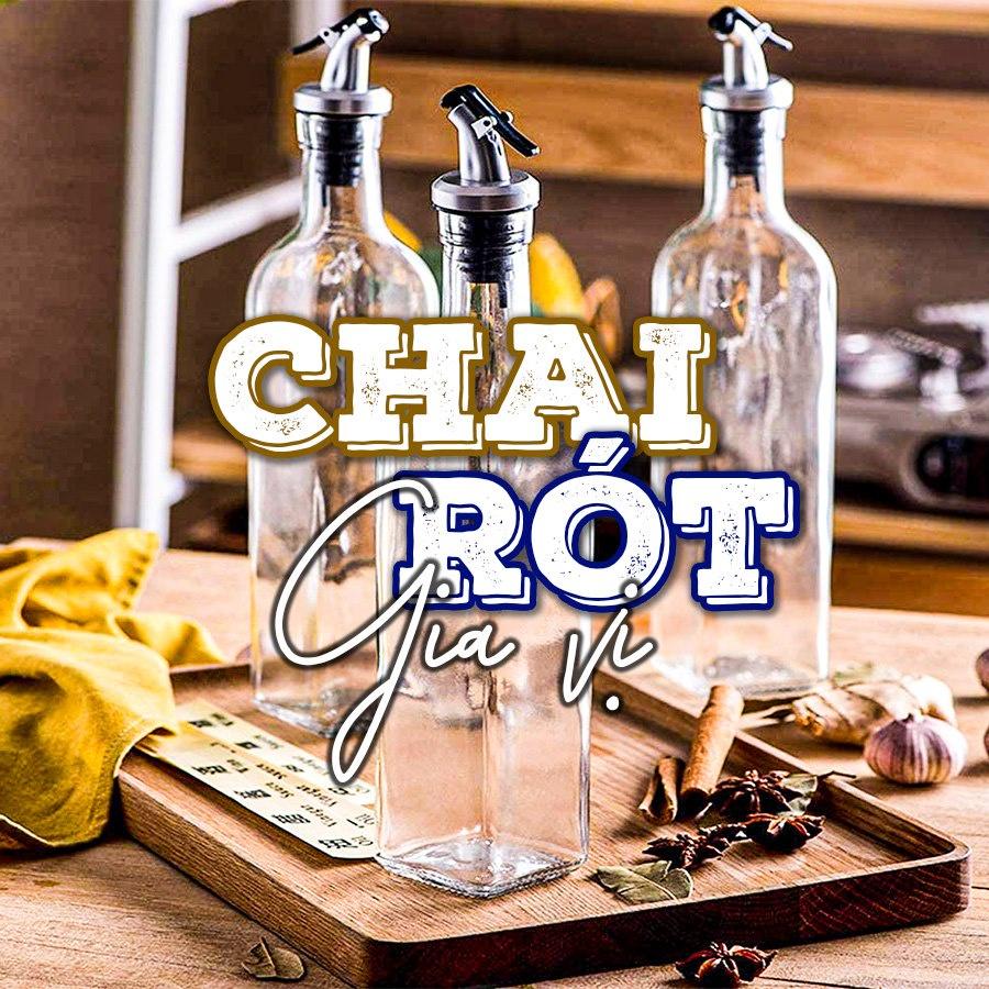 Chai rót gia vị thủy tinh vuông 500ml