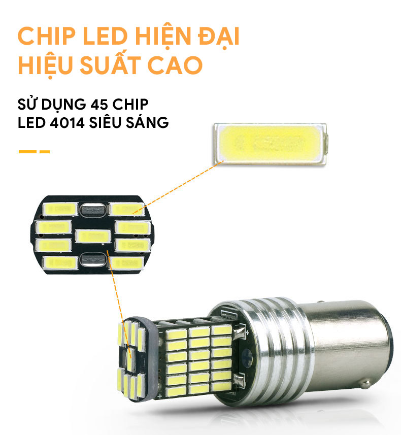 Đèn LED chân 1156 1157 T20 7743 3157 chip 4014 T204014-45