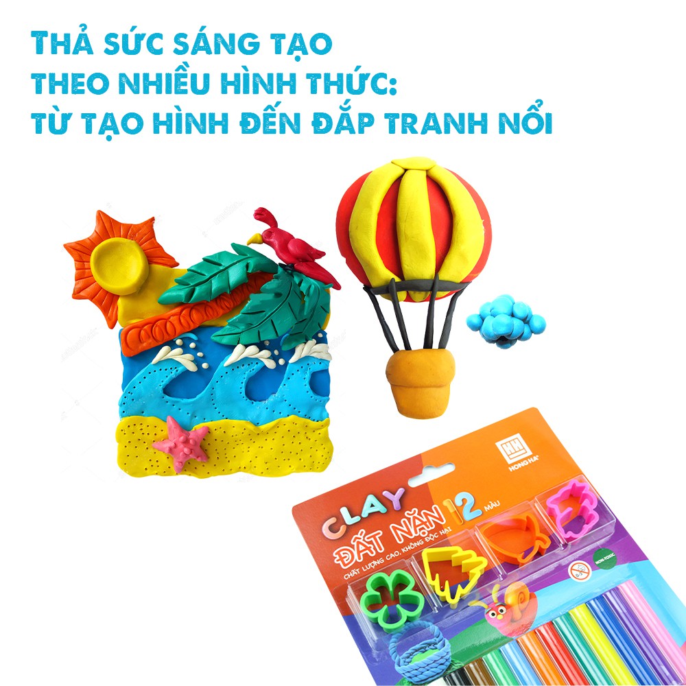 Đất nặn học sinh Hồng Hà  12 màu kèm khuôn - 8101