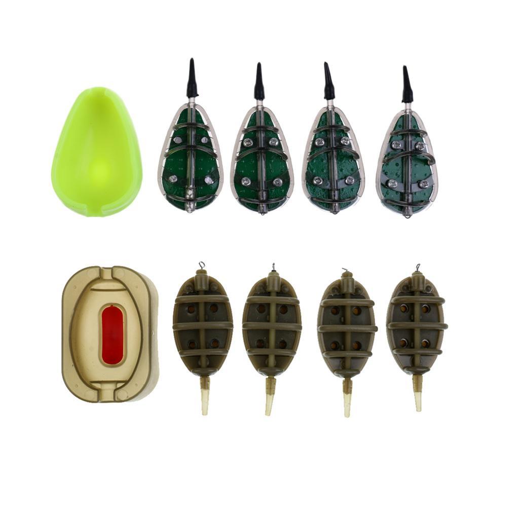 2 Sets Carp Fishing Feeder Set Lead Sinker Fishing Bait Cage & Quick Release Method Mould