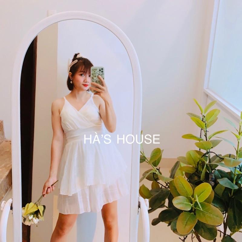 Đầm trắng hai dây siêu cute có mút ngực