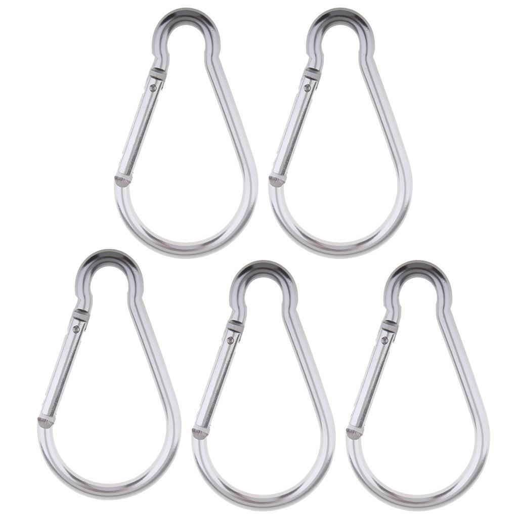 5PCS Aluminum Carabiner D Shape Buckle Keychain Clip Spring Snap Hook