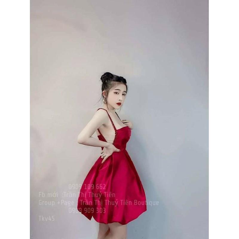 Đầm xòe 2 dây kết đá