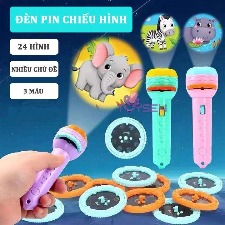 Đèn pin chiếu hình 24 mẫu hình 3d chiếu tường cho bé - Đồ chơi đèn pin chiếu tường hình thẻ - Quà tặng sinh nhật cho trẻ em