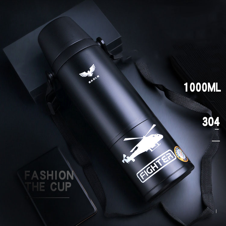 HOT Bình Giữ Nhiệt 1000ml Cỡ Lớn Chất Liệu Inox 304 Có Nắp Làm Cốc - Ly Bình Giữ Nhiệt Dáng Quân Đội 5151