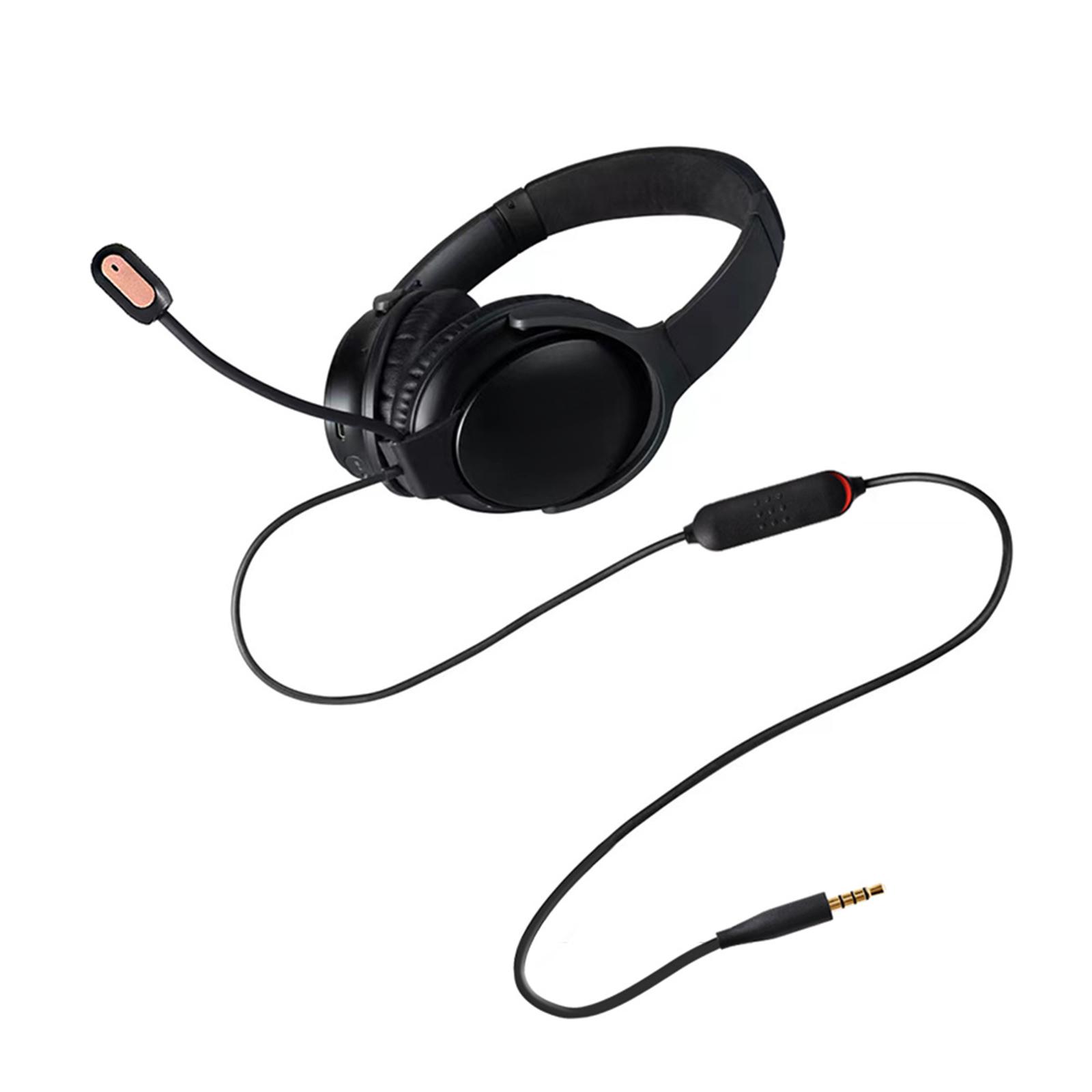 Microphone Cable 3.5mm AUX Mute Switch Mic Cord for QC35 QC35 II Headphones
