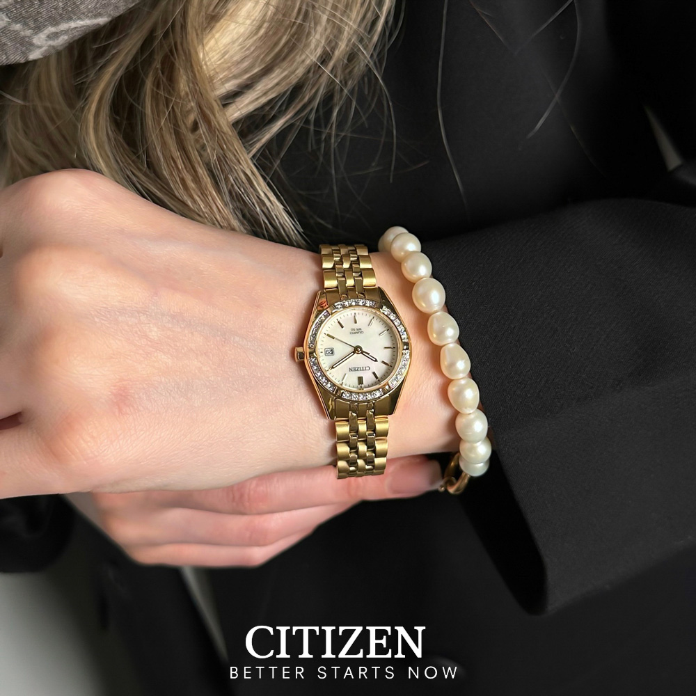 Đồng Hồ Nữ Citizen Pin-Quartz Đính Đá Swarovski Dây Thép Không Gỉ EU6062-50D - Mặt Xà Cừ (26mm)