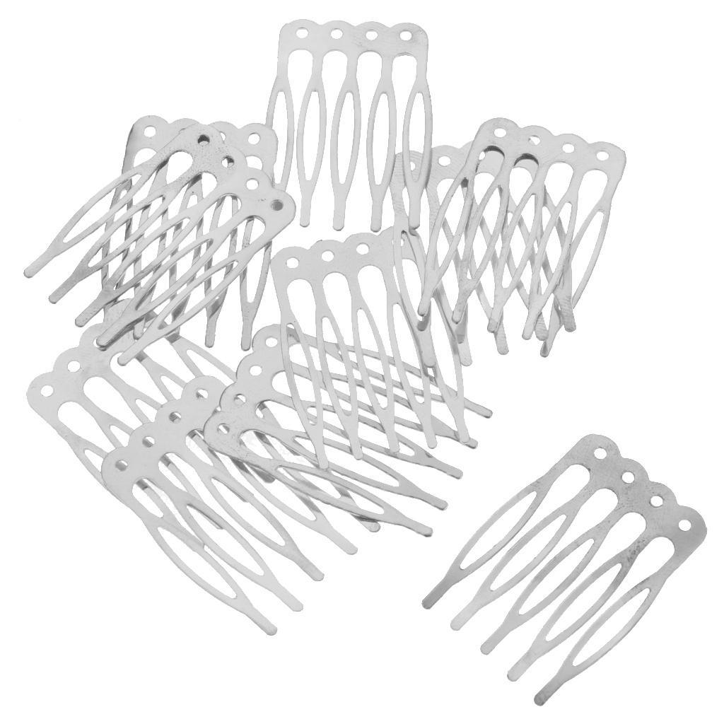 20Pcs Vintage Blank Alloy Hair Comb for Bridal Hair Accessories DIY Craft