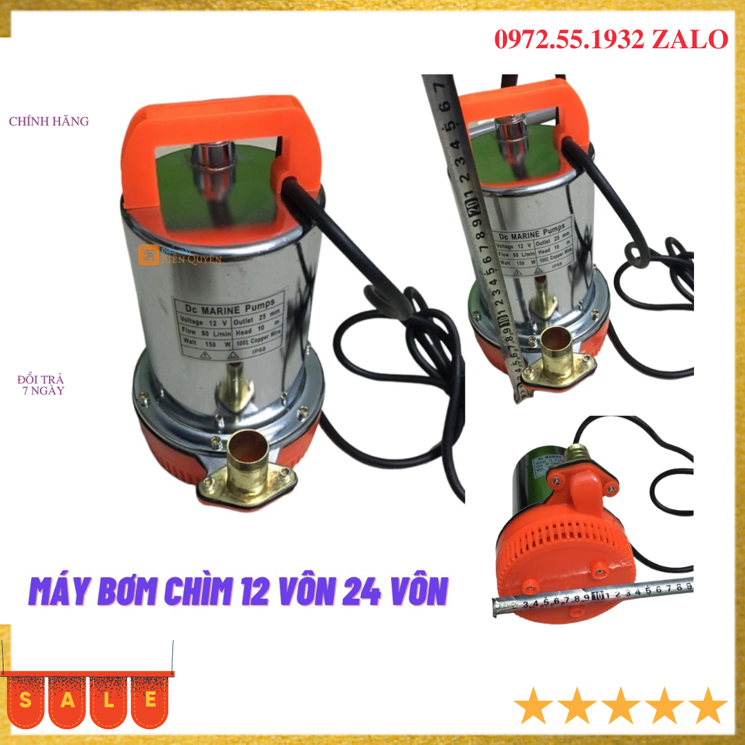 Máy bơm chìm 12 vôn công suất lớn đầu ra phi 27