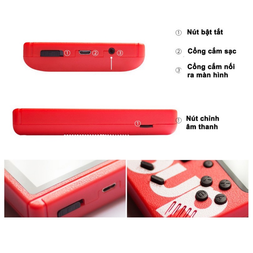 Máy chơi game cầm tay sup mini 4 nút giá rẻ có dây cáp kết nối tv kèm sạc usb đồ chơi cho bé trai, quà tặng sinh nhật