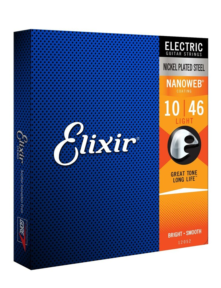 Bộ dây đàn Guitar Điện cao cấp/ Electric Guitar Strings - Elixir 12052, Bright, Smooth - Nickel Plated Steel, Nanoweb Coating, Light 10-46 - Hàng chính hãng