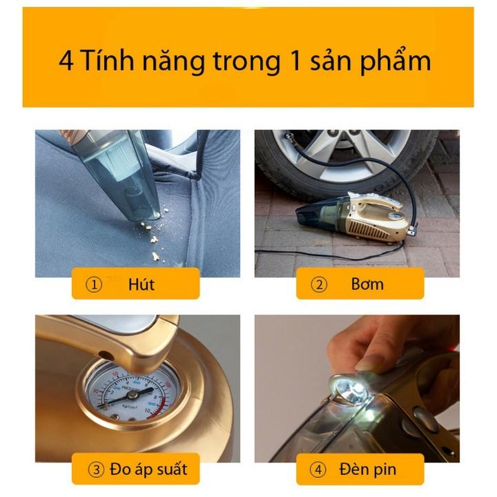 Máy hút bụi kiêm bơm lốp ô tô  4 in 1 cao cấp