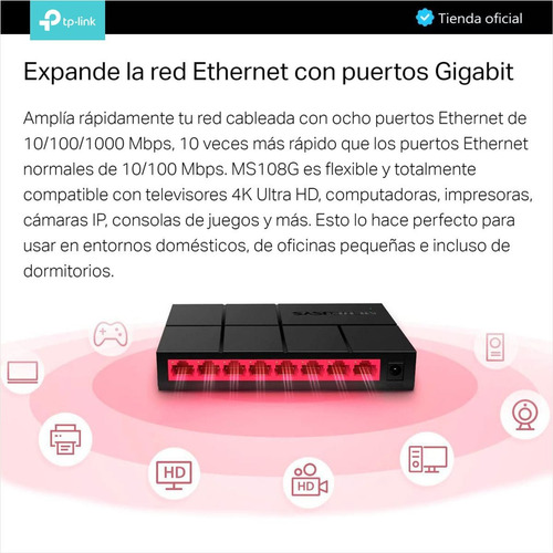 Bộ Chia Mạng 8 Cổng Gigabit MERCUSYS MS108G - Switch  10/100/1000Mbps - Hàng Chính Hãng