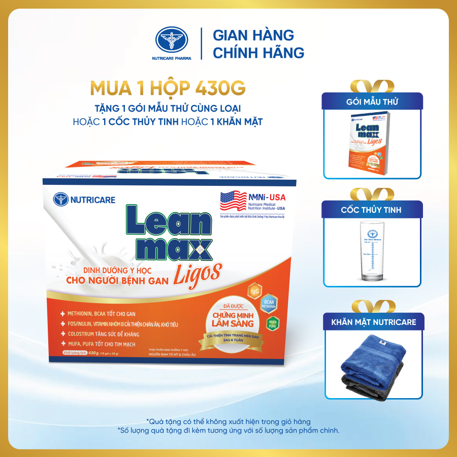 Hộp sữa Leanmax Ligos 430g - Dinh dưỡng cho bệnh nhân gan, suy gan