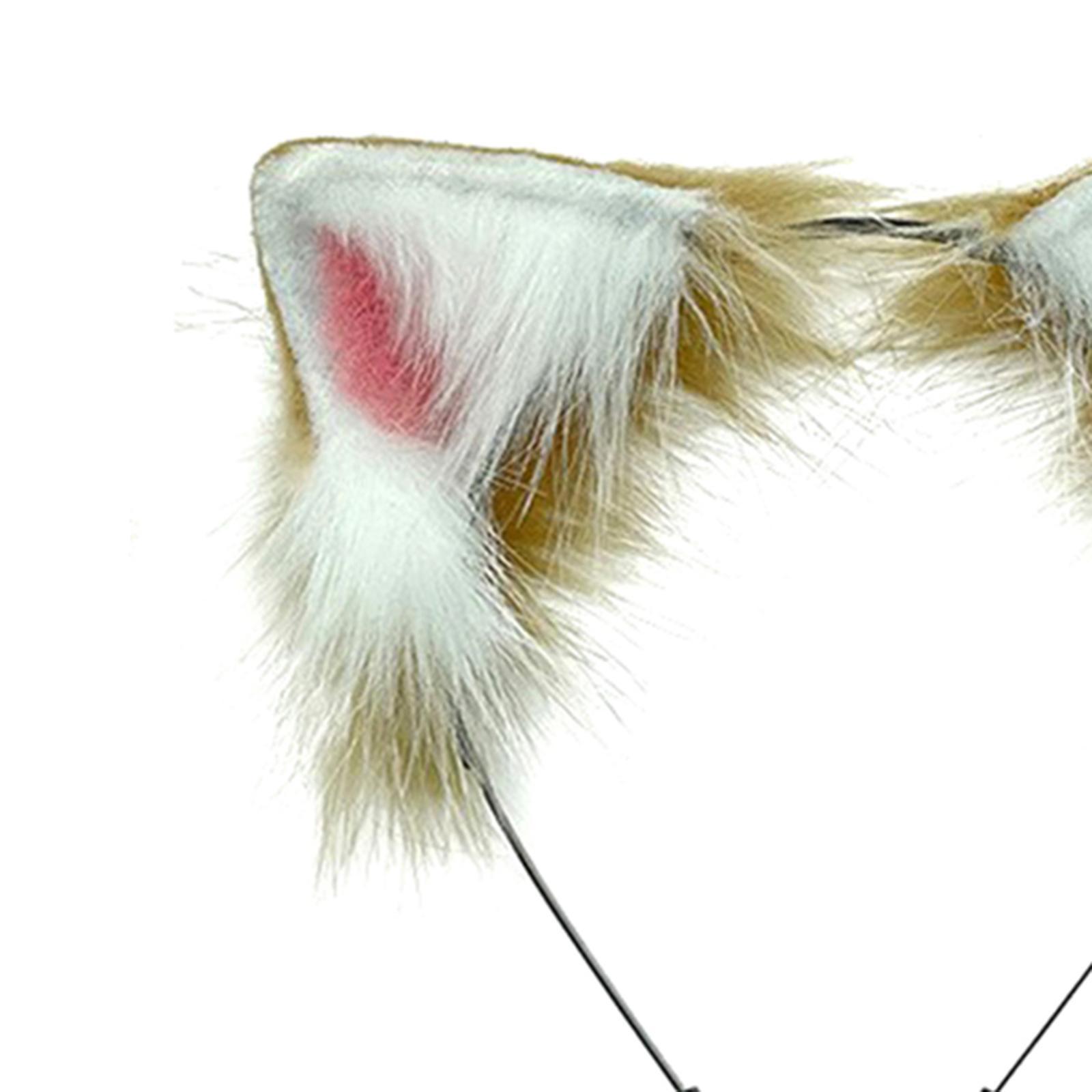 2Pieces Fox Ears Hair Hoop, Headwear Lovely Plush for Cosplay Costume Kits