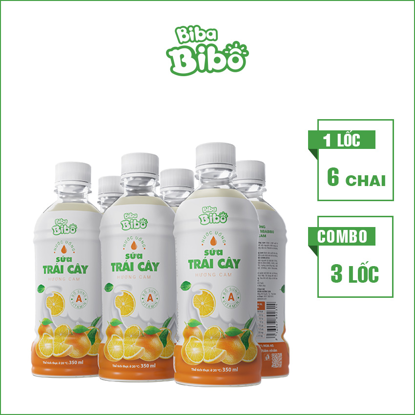 [Combo (18) chai 350ml] Bibabibo Sữa Cam, sữa trái cây, tốt cho miễn dịch, tiêu hóa