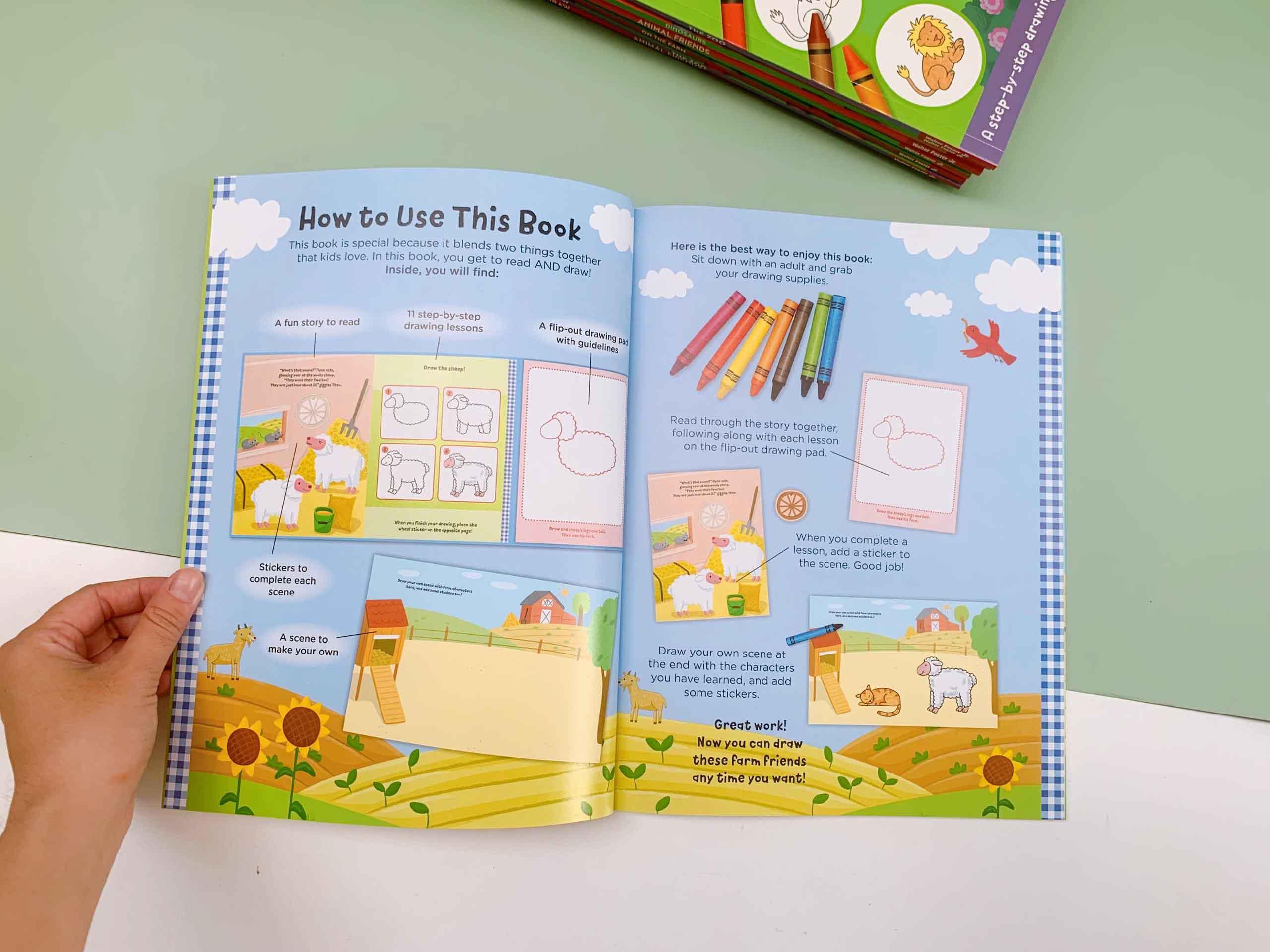 Watch Me Read and Draw: On the Farm : A step-by-step drawing &amp; story book - Includes flip-out drawing pad and more than 30 stickers