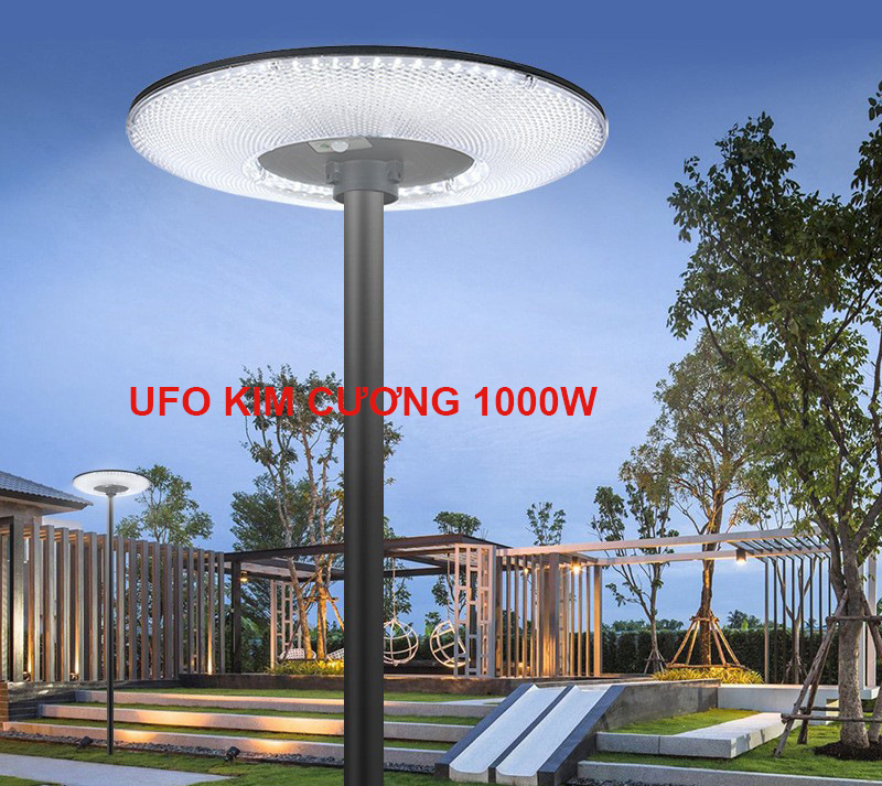 Đèn năng lượng mặt trời UFO kim cương 1000W,Vỏ nhựa ABS,Tấm pin liền,Cảm biến chuyển động, Ánh sáng trắng- 1000WUFO