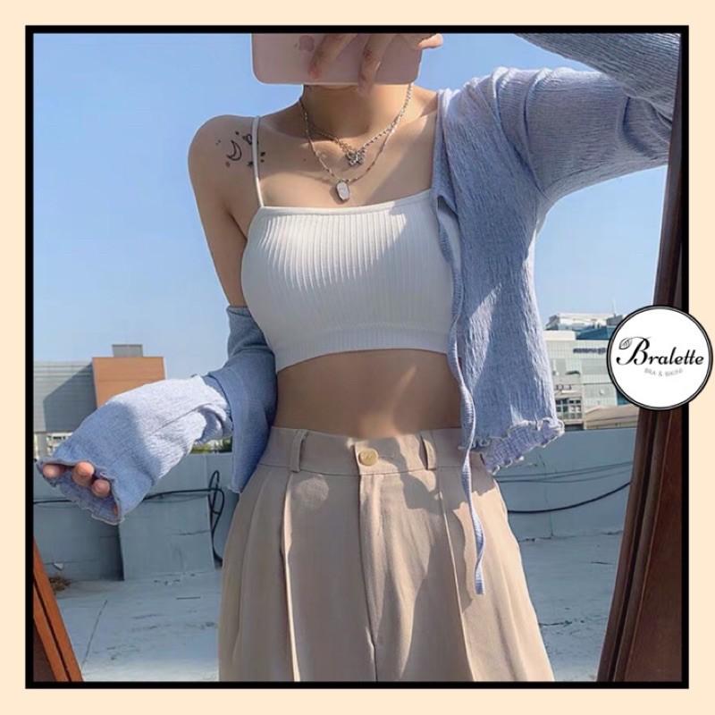 Áo ngực bra thun tăm hai dây cơ bản - áo lót cotton dành cho học sinh A809