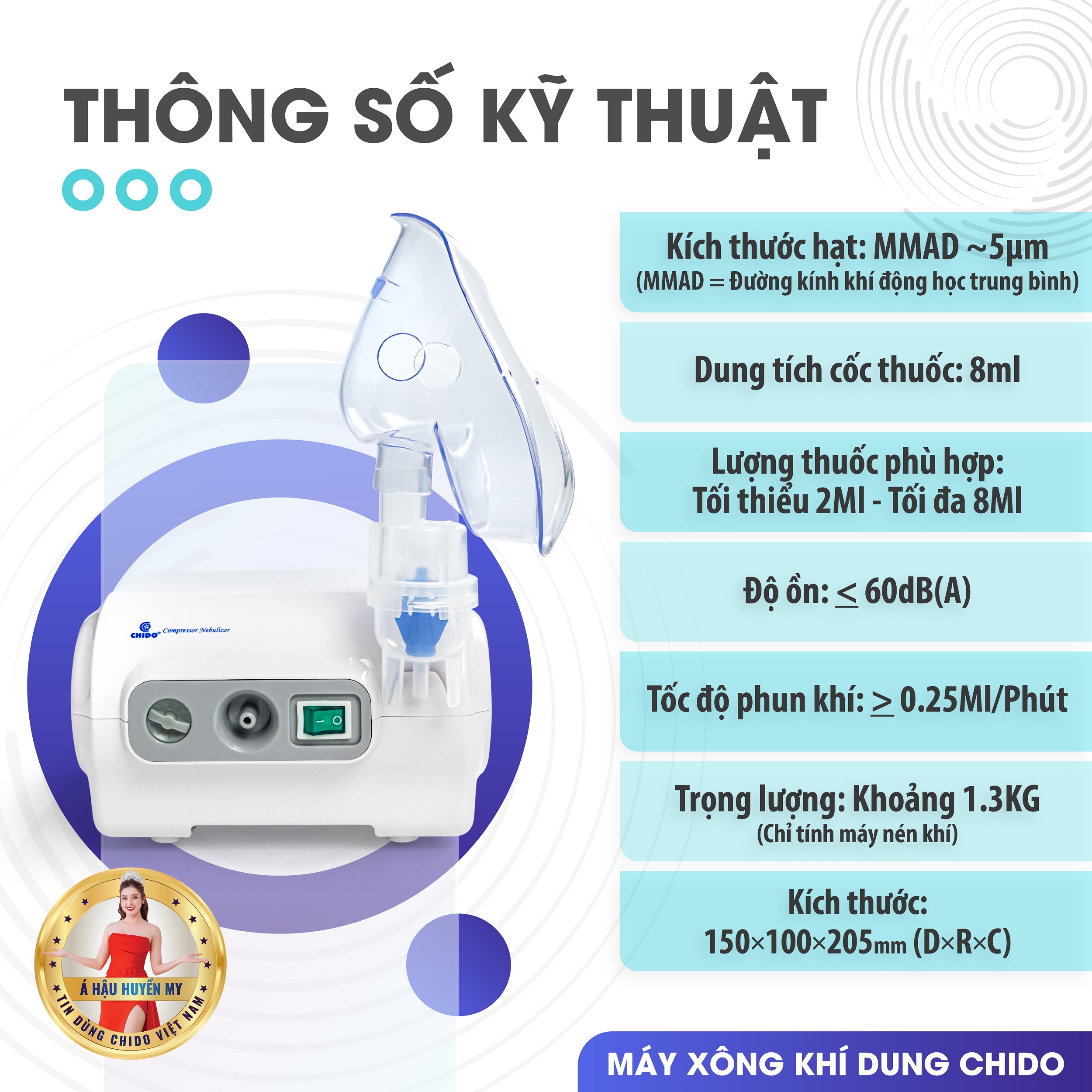 Máy Xông Mũi Họng Khí Dung Chido - Công Nghệ Nhật Bản