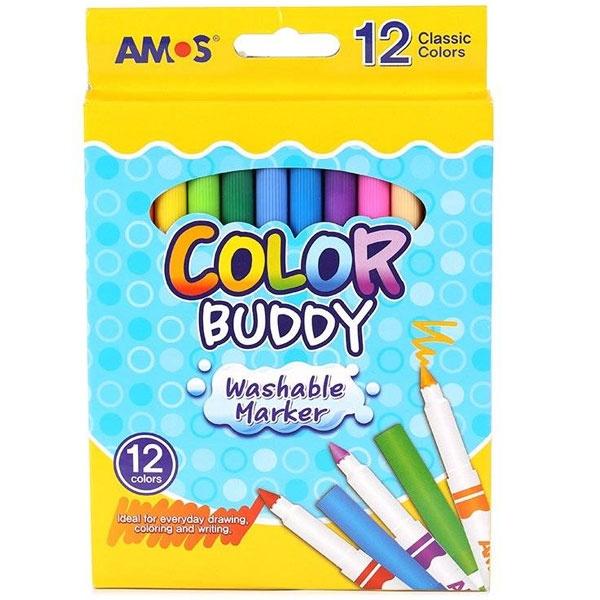 Bộ bút dạ nhập khẩu Hàn Quốc Amos Color Buddy Long 10/12 màu CM10P-M/CM12P-L