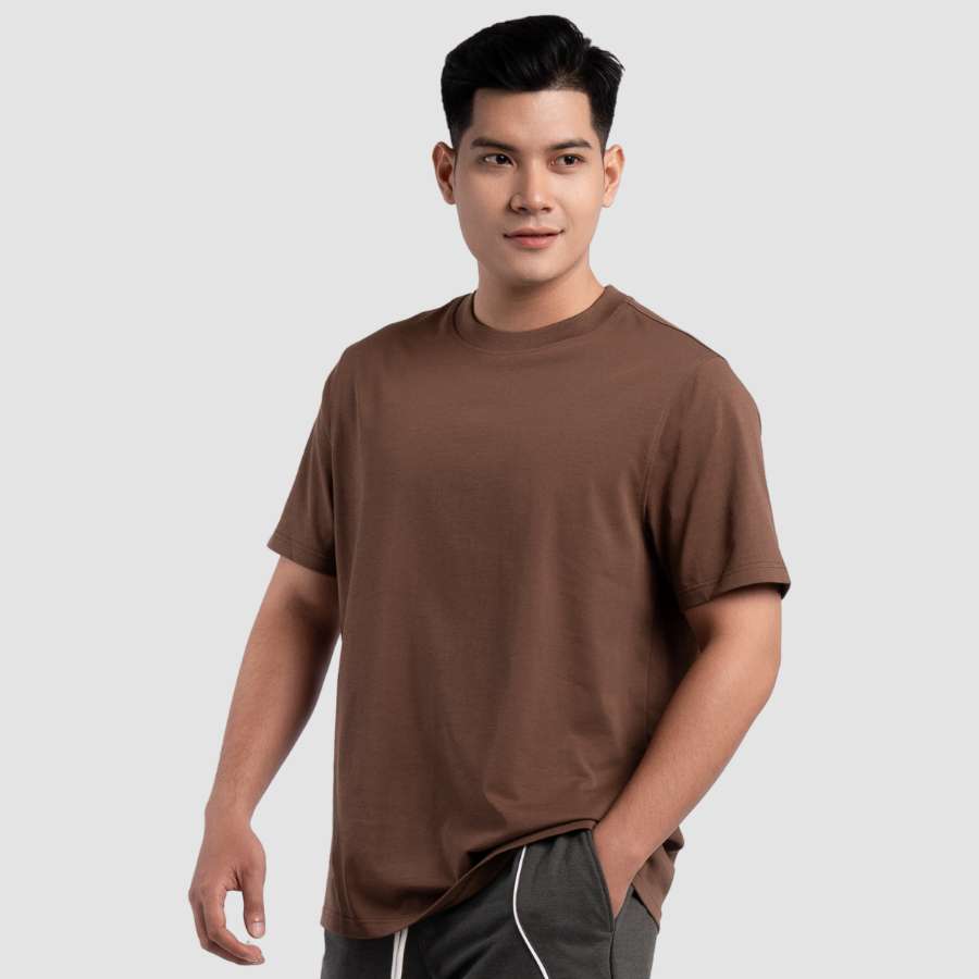 Áo thun nam Leman TS077 cổ tròn chất vải Cotton thông thoáng thấm hút tốt