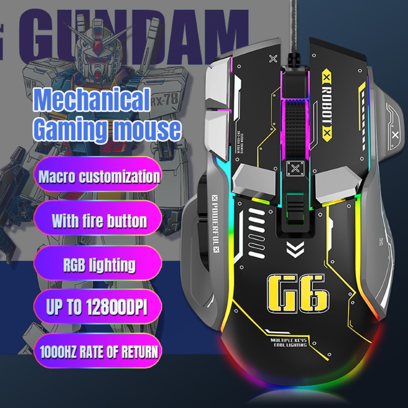 Chuột Gaming Macro G6 Led RGB 12800DPI