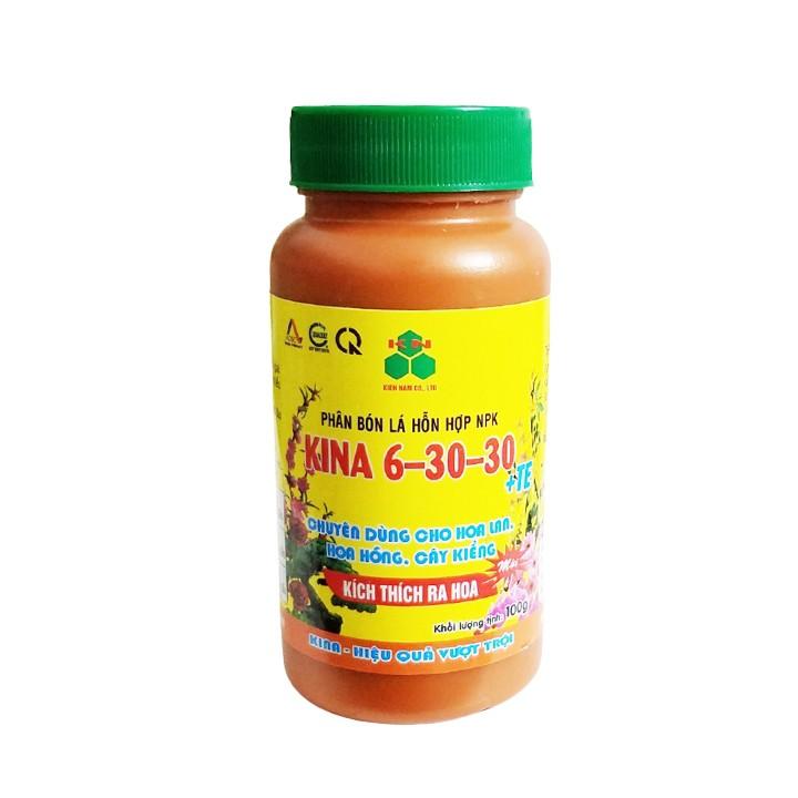 Phân bón npk KINA 6-30-30 kích ra hoa dùng cho phong lan, hoa hồng, cây kiểng 100g