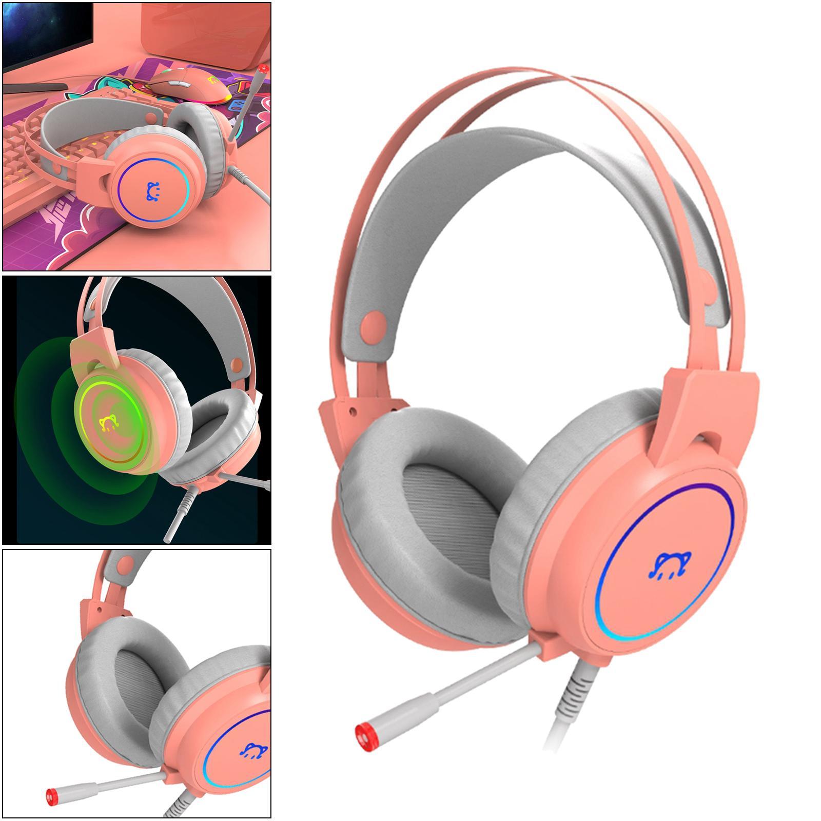 Surround Sound USB Gaming Headset Over-ear Headphones with Noise Isolating Mic LED Light for PC Mac Computer Gamers