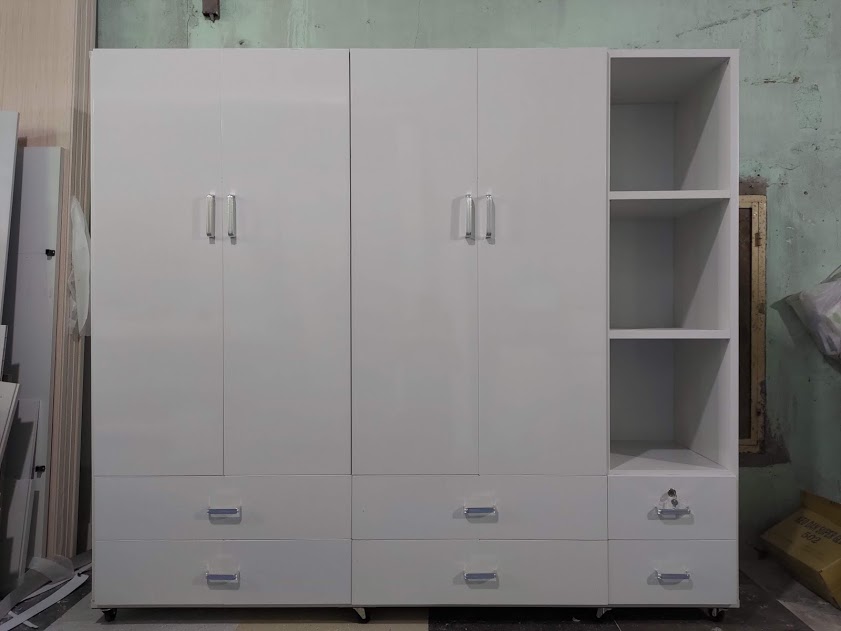 Tủ Nhựa Đài Loan 4 Cánh 1 Kệ Màu Trắng 604