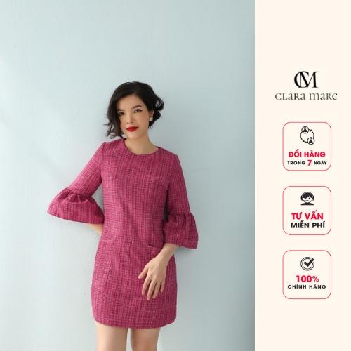 Đầm dạ xuông CLARA MARE chất liệu vải Dạ Tweed pha sợi kim tuyến Hàn Quốc DRE3050