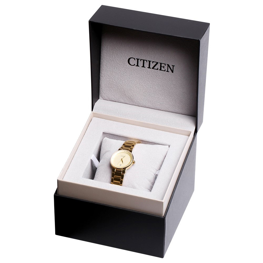 Đồng Hồ Nữ Citizen Đính Đá Swarovski Dây Thép Không Gỉ EU6012-58P - Mặt Vàng