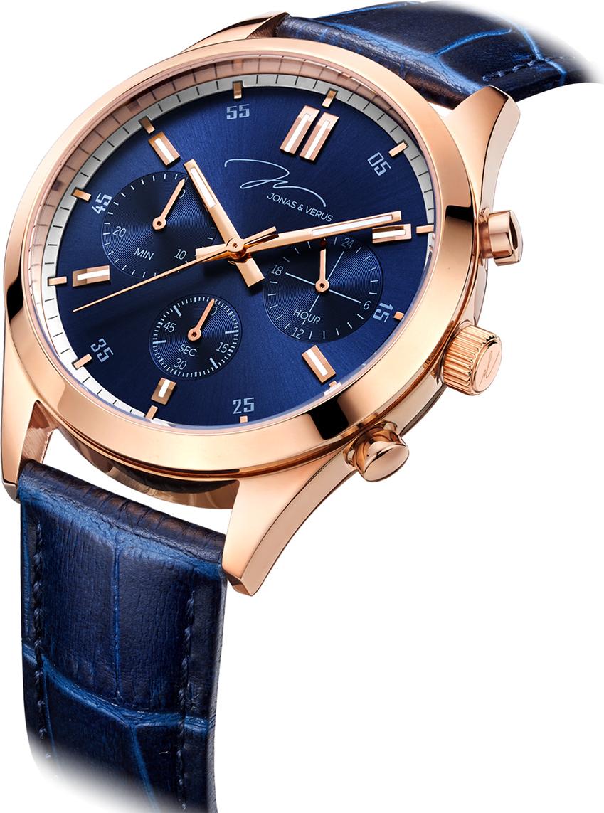 Đồng hồ đeo tay Nam hiệu JONAS &amp; VERUS Y00820-Q6.PPLLL, Máy Pin (Quartz), Kính sapphire chống trầy xước, Dây Da Italy