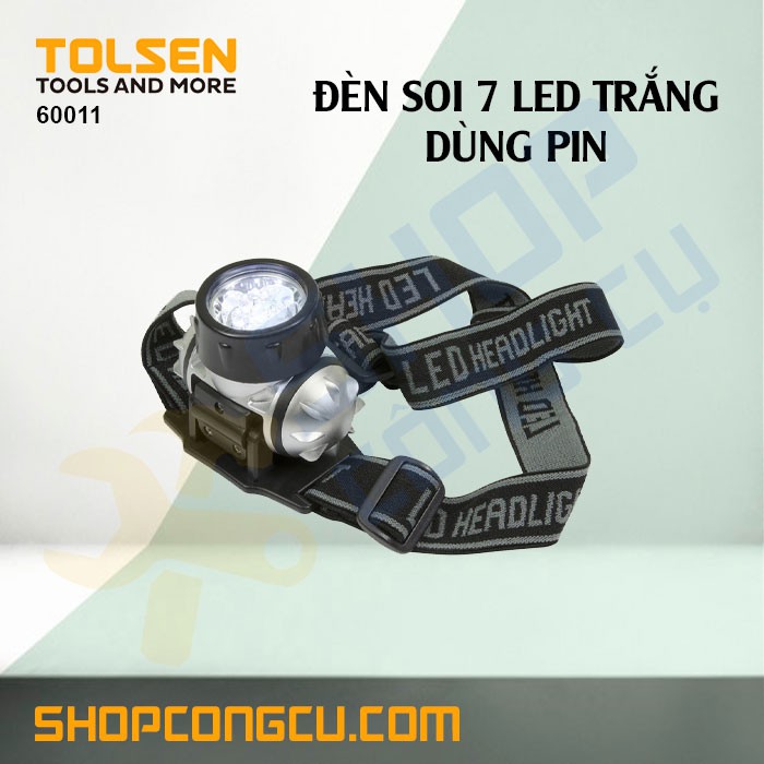 Đèn soi pin 7 led trắng đội đầu Tolsen 60011