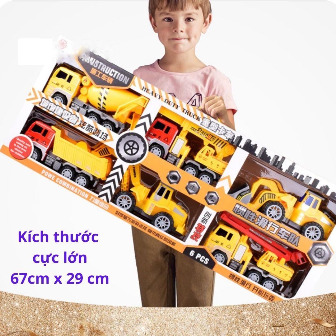 Đồ chơi ô tô xe tải, xe công trình xây dựng cỡ lớn cho trẻ em, máy xúc, máy cẩu, xe trộn