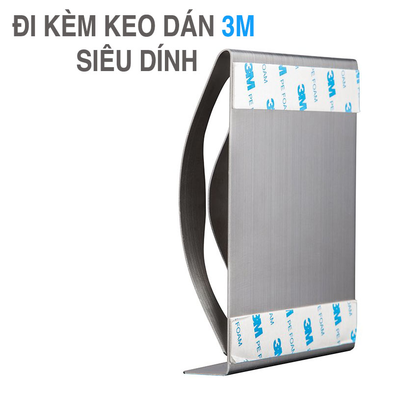 Kệ đựng bàn chải, dao cạo râu 3 ngăn Inox SUS304 dán tường gạch men - keo dán mặt sau đi kèm - HOBBY KBC3