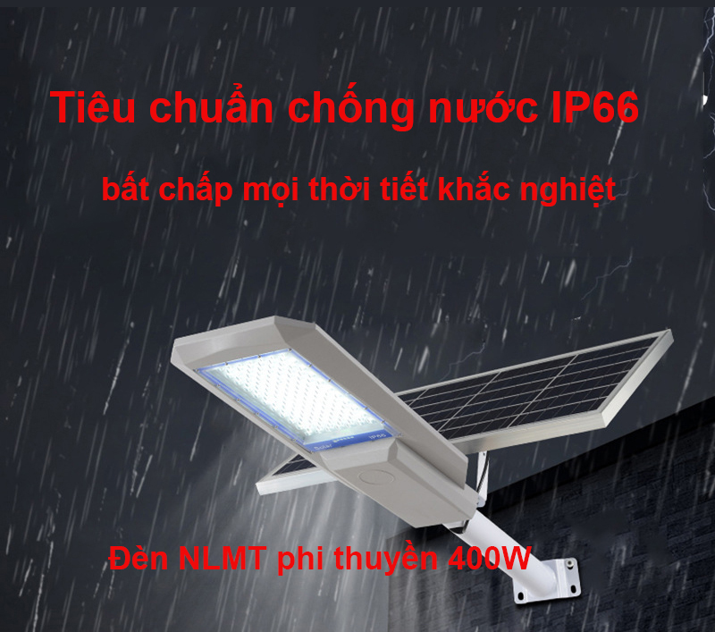 Đèn năng lượng mặt trời phi thuyền 400W, Vỏ nhôm nguyên khối ,Tấm pin rời , Ánh sáng trắng.
