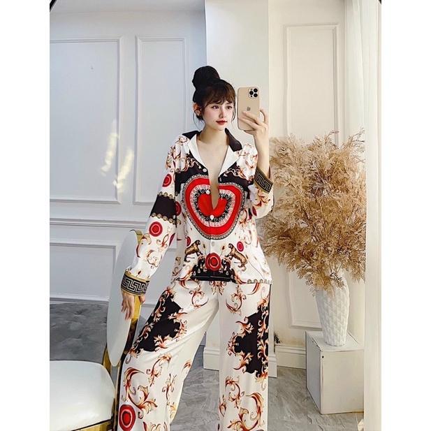 BỘ PIJAMA LỤA DÀI CAO CẤP CLC TRỐNG ĐỎ