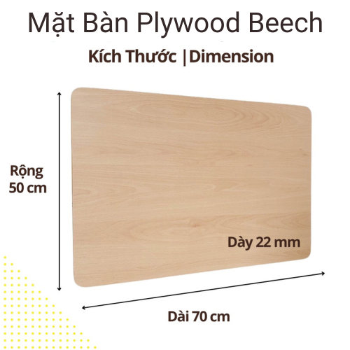 Mặt bàn gỗ đẹp, 70 x 50 cm, dày 22mm , Plywood Beech phủ Laminate chống trầy 2 mặt Plyconcept
