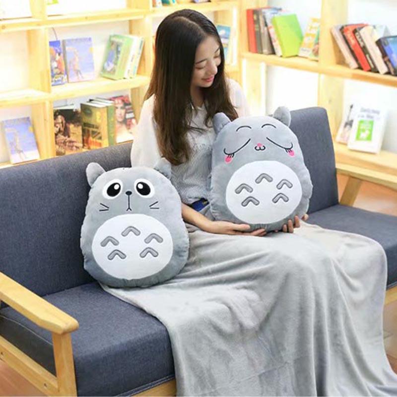 Totoro Gối Nhung Đa Chức Năng 3 Trong 1 Ném Gối Totoro Tay Ấm Áp Vỏ Gối Cho Bé Trẻ Em Chăn Nhồi Bông Anime Hình đồ Chơi