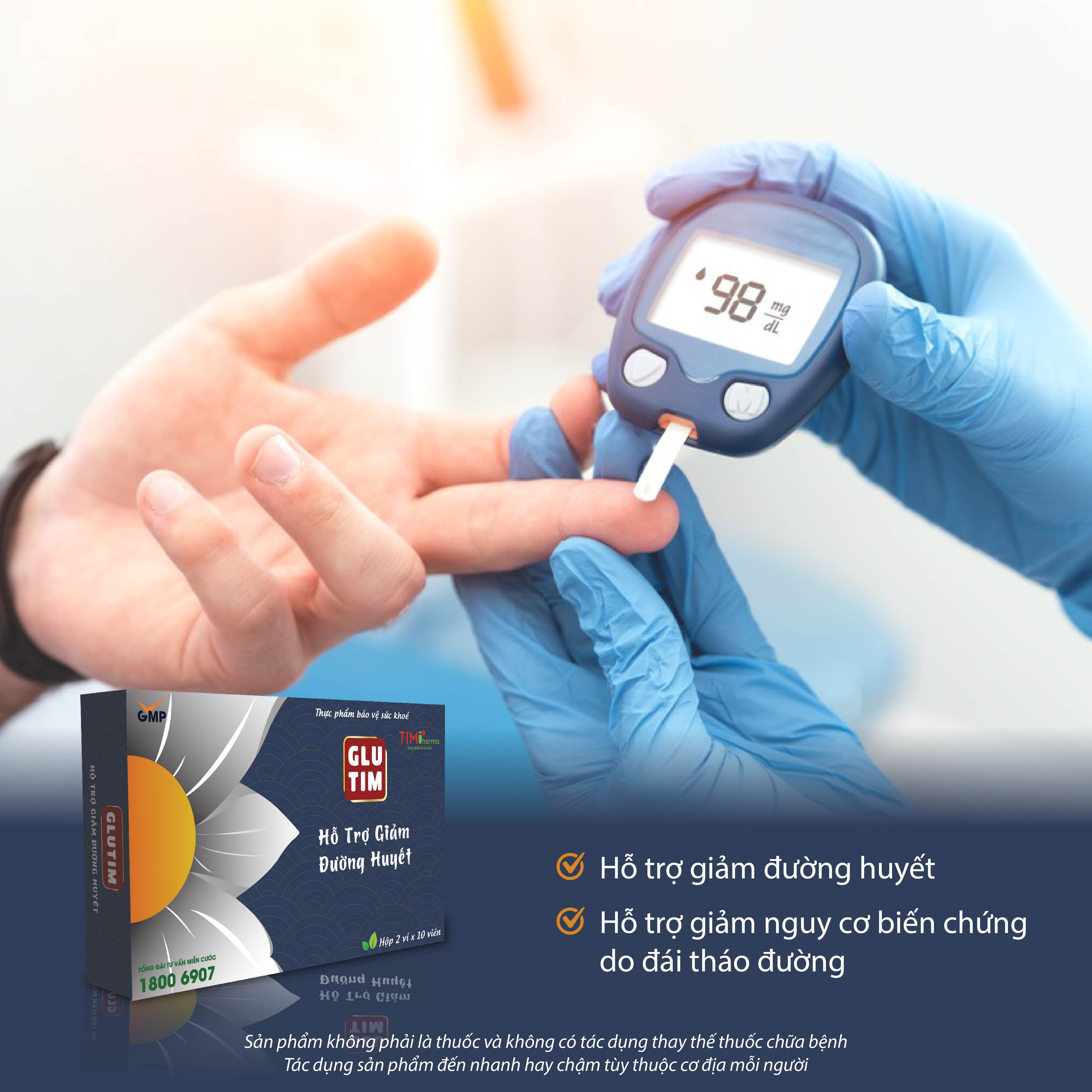 TPBVSK GLUTIM – Hỗ trợ giảm đường huyết, hỗ trợ giảm nguy cơ biến chứng do đái tháo đường