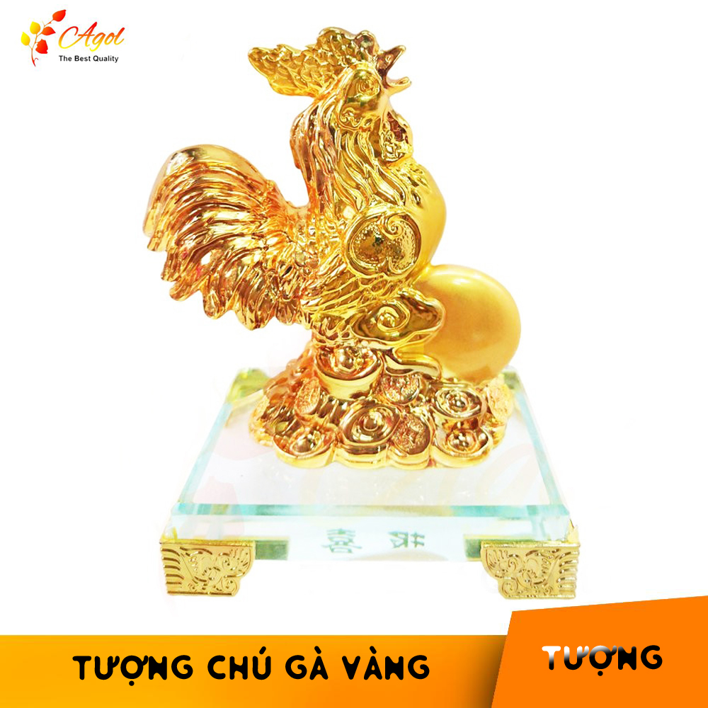 Tượng chú gà trống cao cấp đế kính thủy tinh